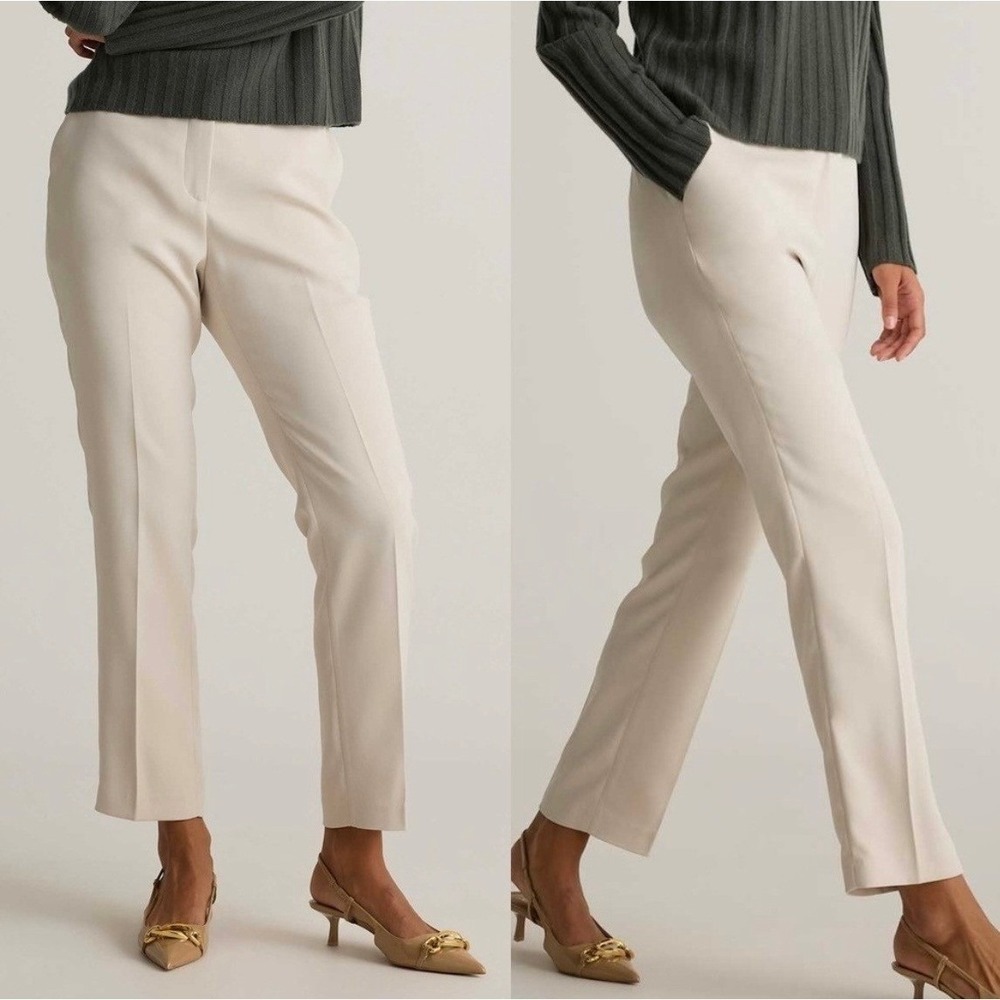 Quince Stretch Crepe Ankle Trouser Pant Sand 6